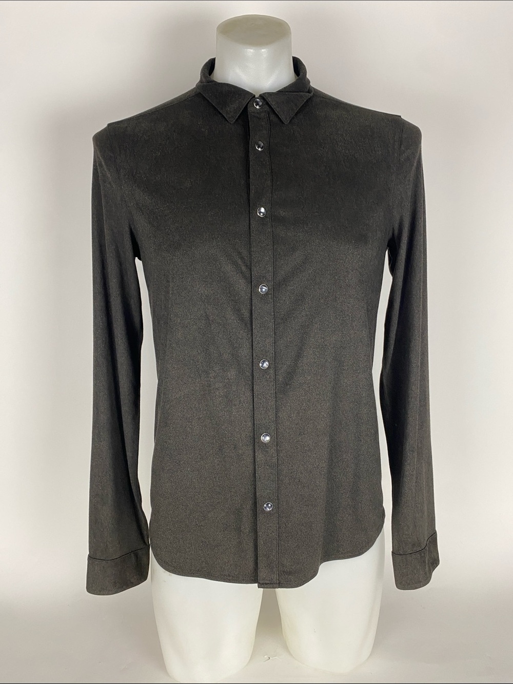 John Varvatos Collection Suede Look Poly Western Shirt Snap Button Men’s Small